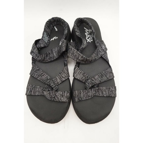 Skechers On The Go Goga Max Black Gray Stretch Strap Sandals Shoes Women's 10 - Picture 7 of 12